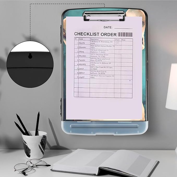 Clipboard with Storage, Heavy Duty Plastic Storage Clipboard with Low Profile - Image 4