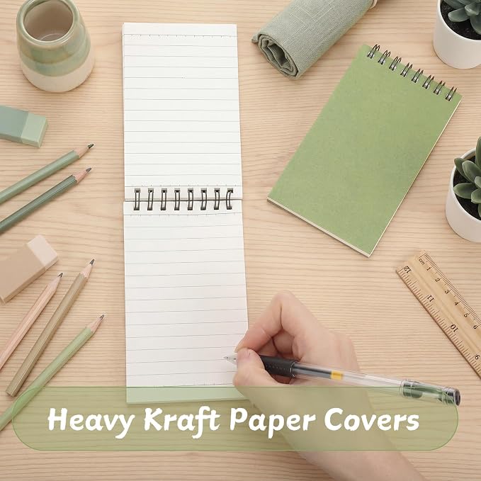 Tenceur 2 Pcs Eucalyptus Green Pocket Notebook Small 3x5 Inch Top Spiral - Image 6