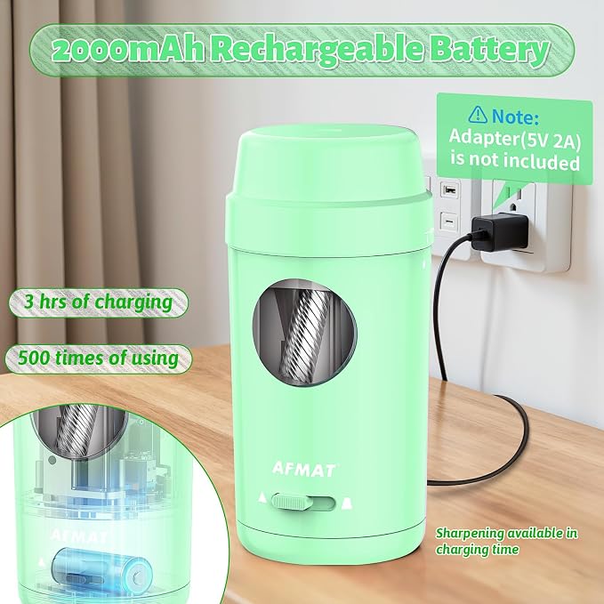 AFMAT Electric Pencil Sharpener, Auto in & Out, Fully Automatic Pencil Sharpener - Image 5