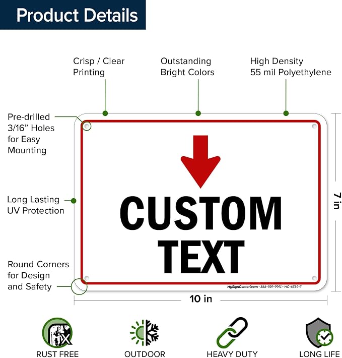 Custom Arrow, Custom Directional Sign, Down Arrow, 7x10 Inches, 55 mil thick - Image 6