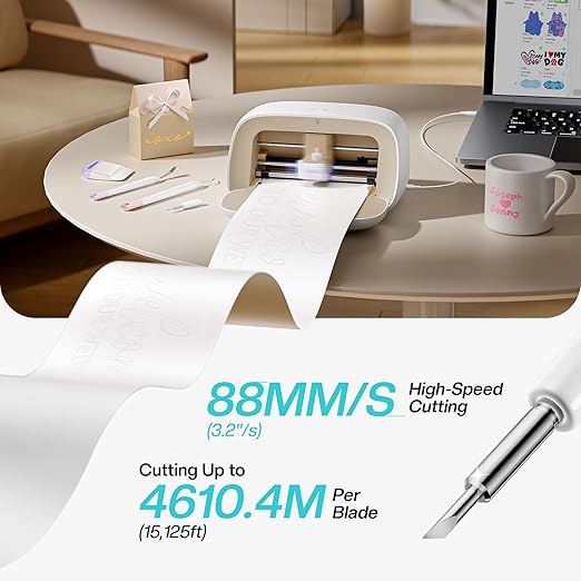 Vinyl Cutter Machine S501 - Smart Compact Sticker Maker for Vinyl & Paper Crafts, Portable Plotter DIY Cutting Machine for Sticker Joy Craft & Party Supplies, Wedding Decor, Beige-DeskLoop Office