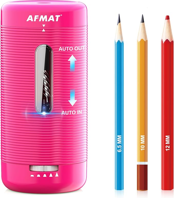 AFMAT Electric Pencil Sharpener, Fully Automatic Pencil Sharpener, Auto in & Out by AFMAT