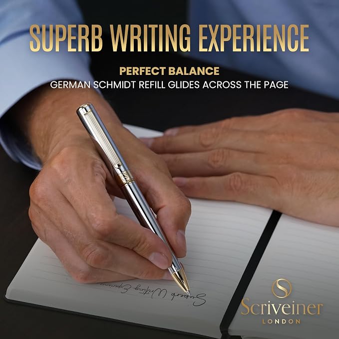 Scriveiner Silver Chrome Ballpoint Pen - Image 4