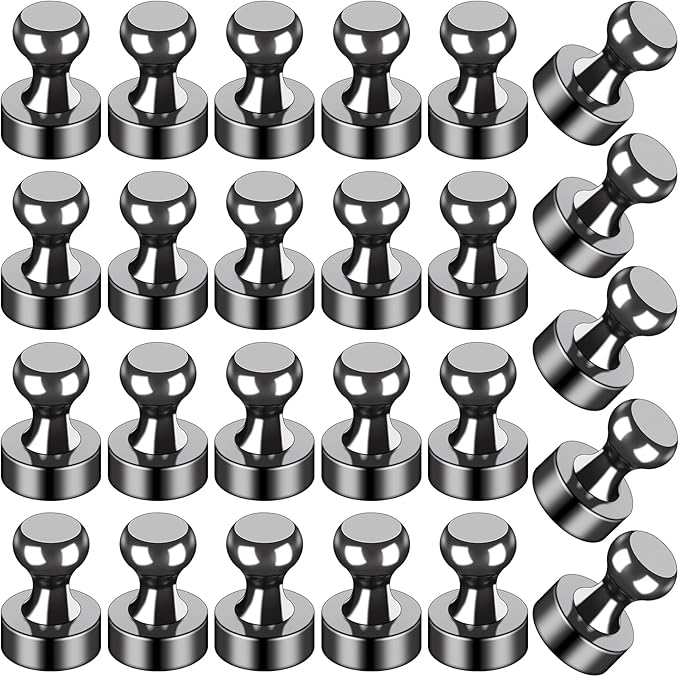 LOVIMAG Strong Refrigerator Magnets, 25 Pcs Black Push Pin Magnets, Perfect for Fridge, Office, Classroom-DeskLoop Office