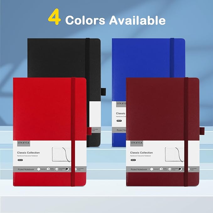 4 Pack Lined Journal Notebooks for Work, Travel, College, A5 Size 100 GSM Thick Paper, Classic Ruled, Hardcover Notepad for Writing 160 Pages, 5.5 x 8.3 inch - 4 Deep Multicolors-DeskLoop Office