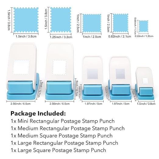 5Pcs Stamp Punch, 1.5x1.25inch/1x0.8inch/0.6x0.5inch Rectangle Postage Stamps - Image 3