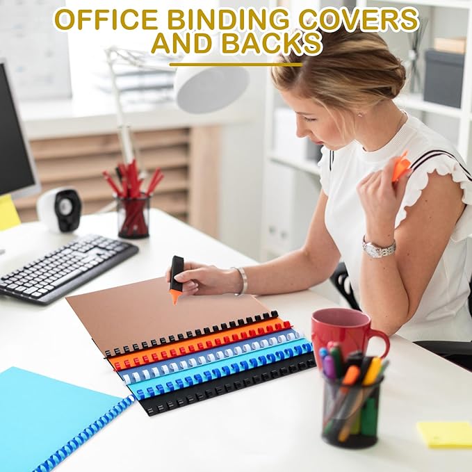 160 Pack Binding Covers and Combs kit 8.5x11 Inches Include 60 Pcs 12 mil Leather Texture Binding Cover 60 Pcs 8 mil Clear PET Presentation Covers 40 Pcs Binding Combs Letter Size(Vivid Color)-DeskLoop Office