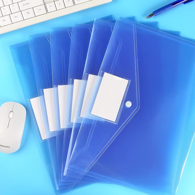 6 Pack Clear Document Folders Plastic Envelopes, A4 Size, - Image 6