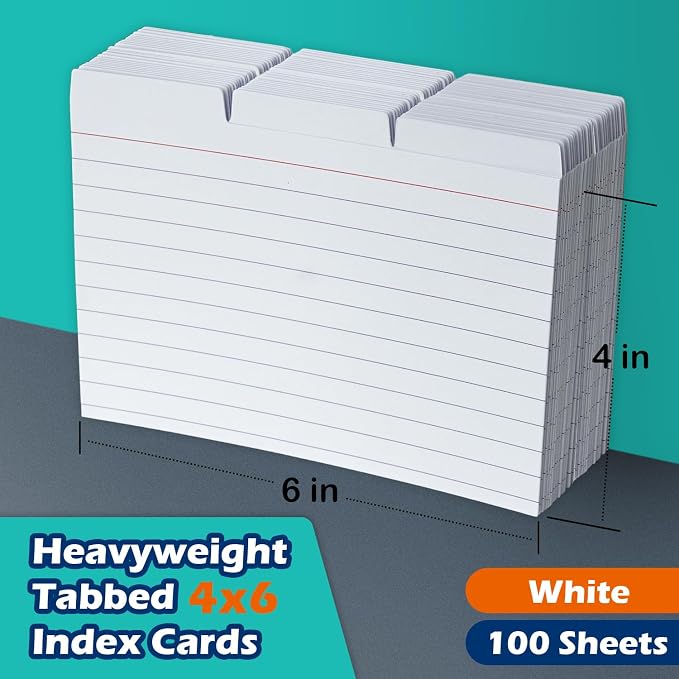 100 Pack Tabbed Index Cards 4x6 Lined Index Card Dividers - Image 2