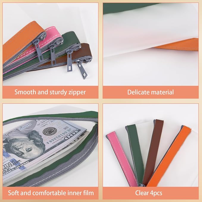 Clear Money Envelopes for Cash 7.6"x3.7" | Money Bags - Image 4