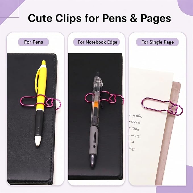 15 Pcs Metal Pen Holder Clips for Notebook, Planner Accessories, Heart Paper - Image 3