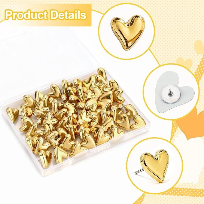 JANYUN 60 Pcs Heart Push Pins Thumb Tacks - Image 3