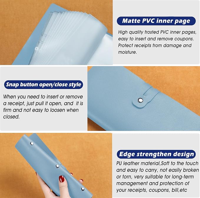 Leather Receipt Organizer, Portable Receipt Holder - Image 7