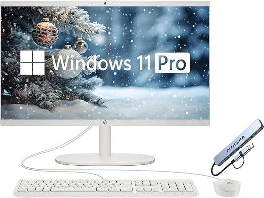 HP 21.5" FHD All-in-One Desktop Computer, 16GB RAM 512GB Storage (256GB SSD + 256GB Docking Station Set), Dual-Core Intel Celeron, Windows 11 Pro with Microsoft Office Lifetime Suite, Keyboard & Mouse-DeskLoop Office