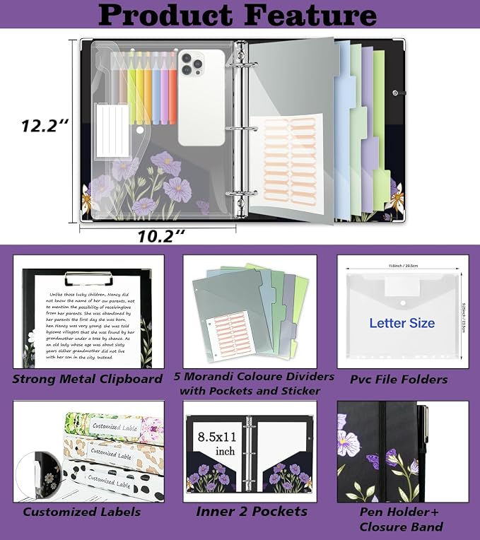 3 Ring Binder 1 Inch, Three Ring Binders Organizer - Image 2