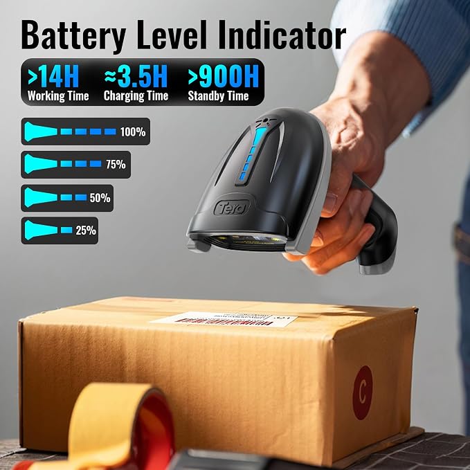 Tera Barcode Scanner with Battery Indicator: 1D Wireless, 5100 Grey | USB Wired - Image 2