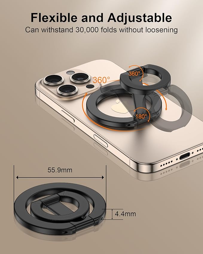 MagSafe Phone Grip Holder Dual-Sided Magnetic Finger Ring Adjustable Kickstand - Image 3