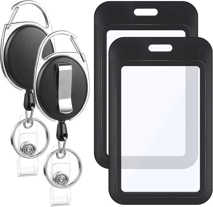 2 Pack Badge Holder Retractable Clip Heavy Duty Reels by BESARME