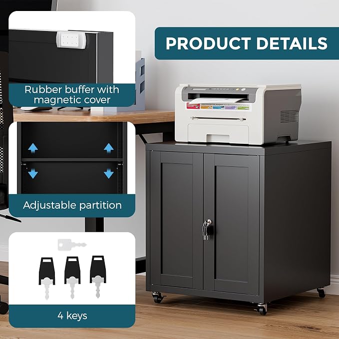 Large Printer Stand with Storage and Lock, 3D Heavy-Duty Printer Cabinet - Image 5