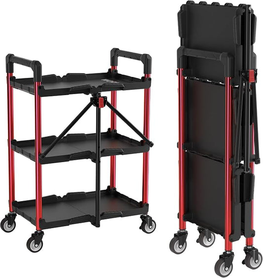 WORKPRO 3-Tier Collapsible Service Cart, 210 LBS Foldable Utility Cart by WORKPRO