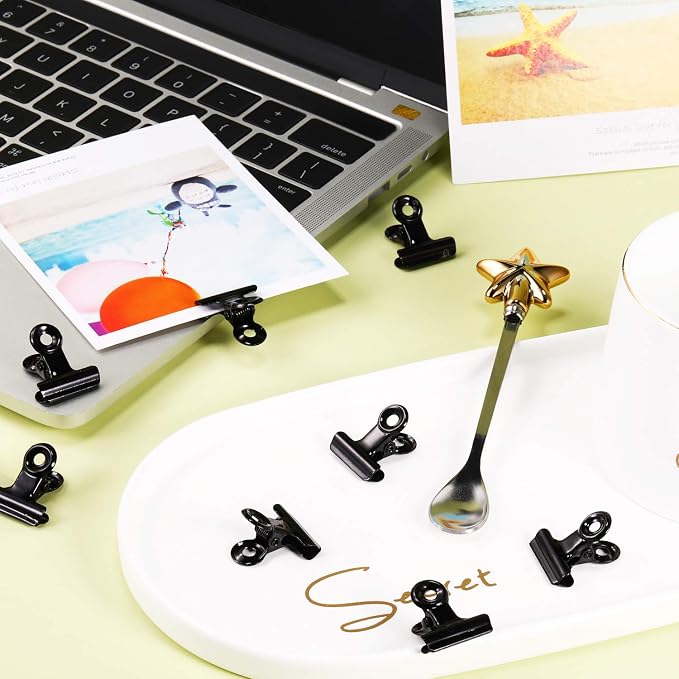 Boao 100 Pieces Metal Clips 0.87 Inch Black Mini Hinge Clips Small Binder Paper - Image 6