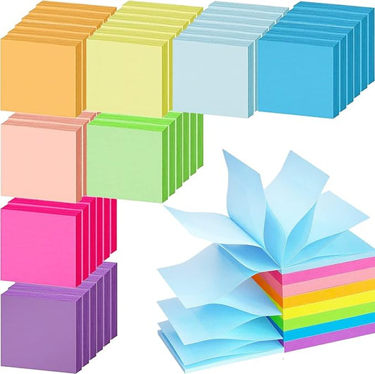 48 Pack 3840 Sheets Pop Up Sticky Notes 3X3 in Bright Color Self Sticky Note Pads Colorful Post Stickies for Office Home School Meeting, 80 Sheets/pad-DeskLoop Office