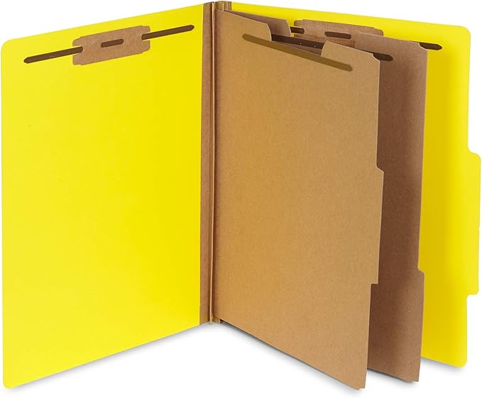10 Yellow Classification Folders, 2 Divider, 2 Inch Expansions, Durable 2 by BlueSummitSupplies