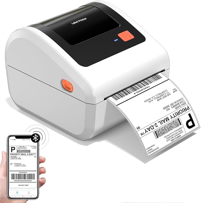 Bluetooth Thermal Shipping Label Printer - D450BT Thermal Label Printer 4x6 for Small Business & Shipping Packages, Compatible with iPhone, Android, iPad, Windows, macOS, Chrome, USPS, Amazon-DeskLoop Office