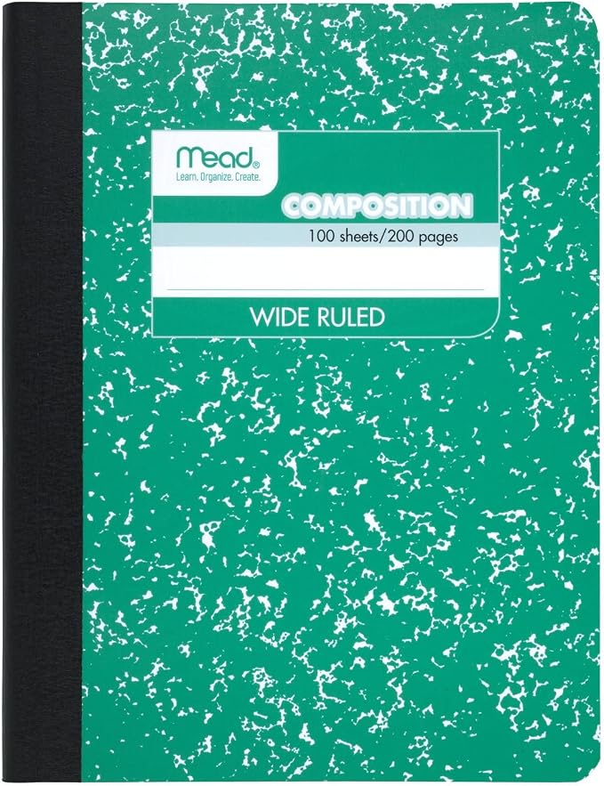 Mead Composition Notebook, Wide Ruled Paper, 7-1/2" x 9-3/4", 100 Sheets by Mead