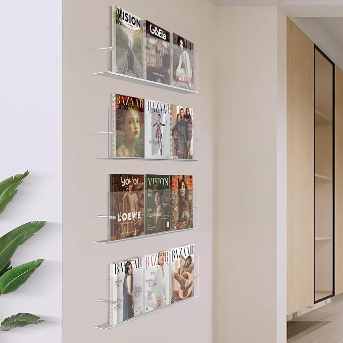 DuvinDD 2 Pack Acrylic Magazine Holder Rack Brochure Holder Wall Mount 24 inch - Image 9