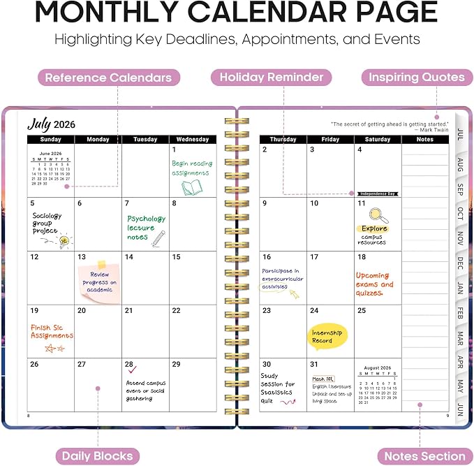 Planner 2026-2027, Academic Year Weekly and Monthly Calender Planner, from Jul - Image 2