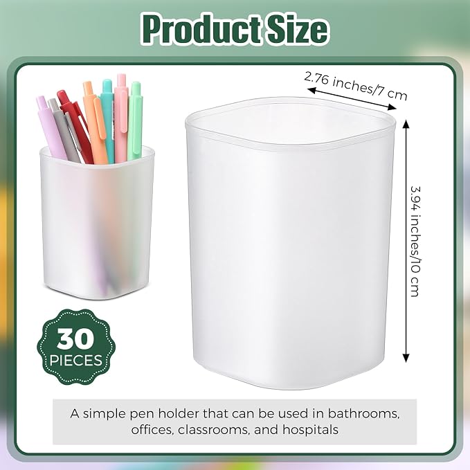 30 Pack Pen Holder Pen Cups for Desk Organizers and Storage Stationery Plastic - Image 2