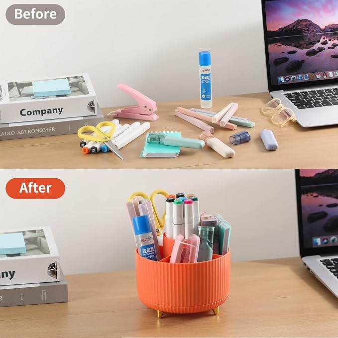 Desk Pencil Pen Holder, 5 Slots 360°Degree Rotating Pen Organizers - Image 4