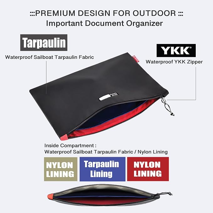Rough Enough Important Document Organizer Holder Bag File Folder Zipper Pouch - Image 5