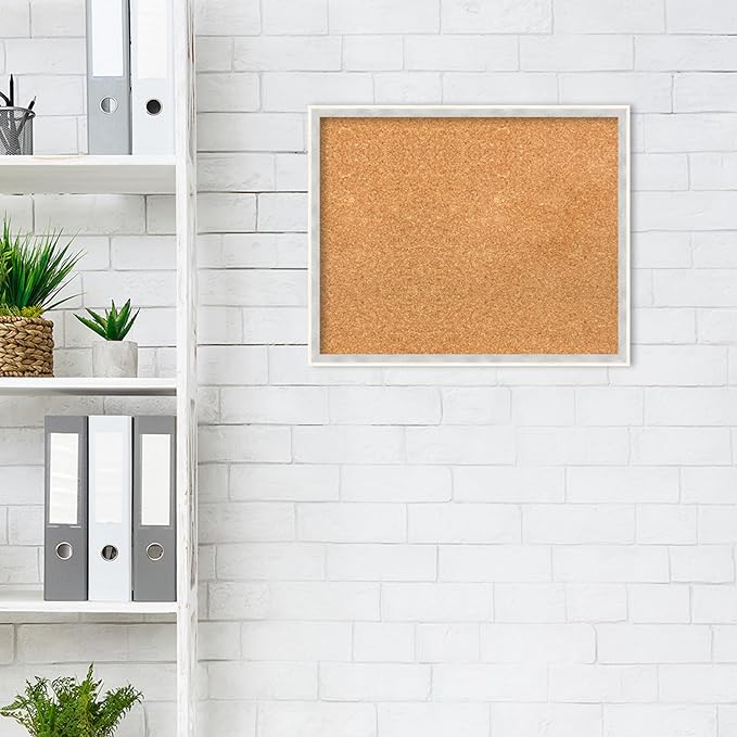 Amanti Art Natural Cork Board for Wall, 17x21 Vision Board with White Frame, Small Corkboard Office Decor for Home Organization, Modern Corkboard Pinboard to Display Items for Home Organization in-DeskLoop Office