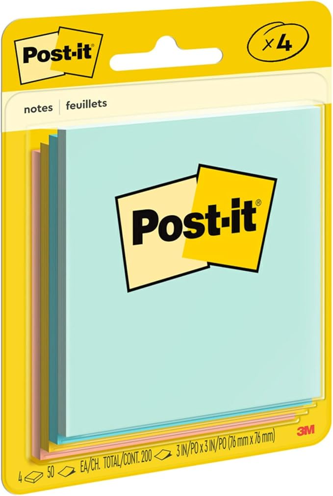 Post-it Notes, 3 x 3 in, Beachside Café Collection, 4 Pads | School Supplies - Image 10