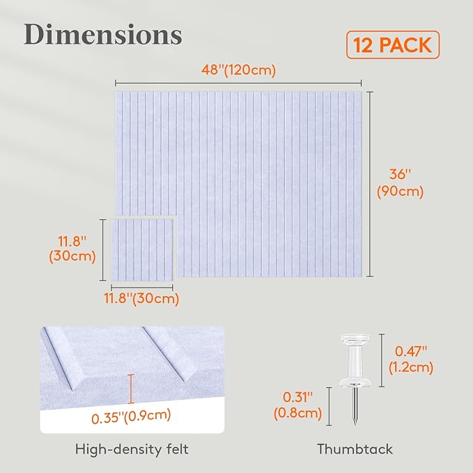 Lifewit Felt Slatted Bulletin Board, 12 Pack Self-Adhesive Panel, Cork Board - Image 3