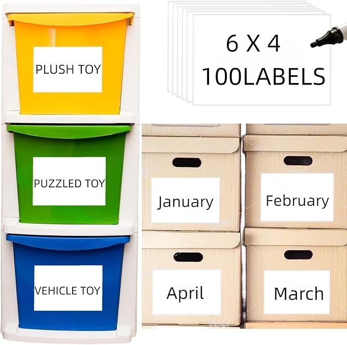 Removable Waterproof Labels for Storage Bins by Unknown