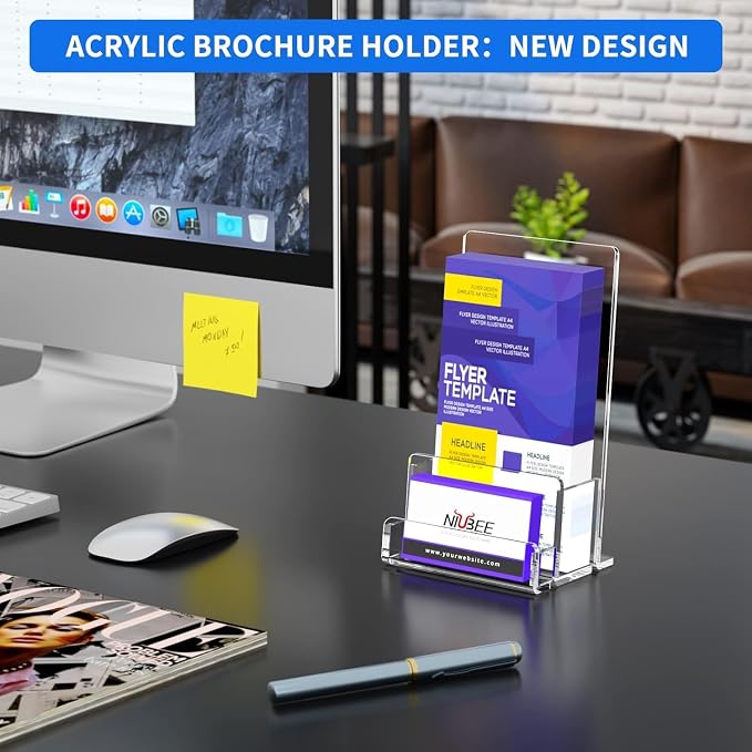 NIUBEE 6-Pack Acrylic Brochure Holder 4‘’, Plastic Flyer Display Stand - Image 5