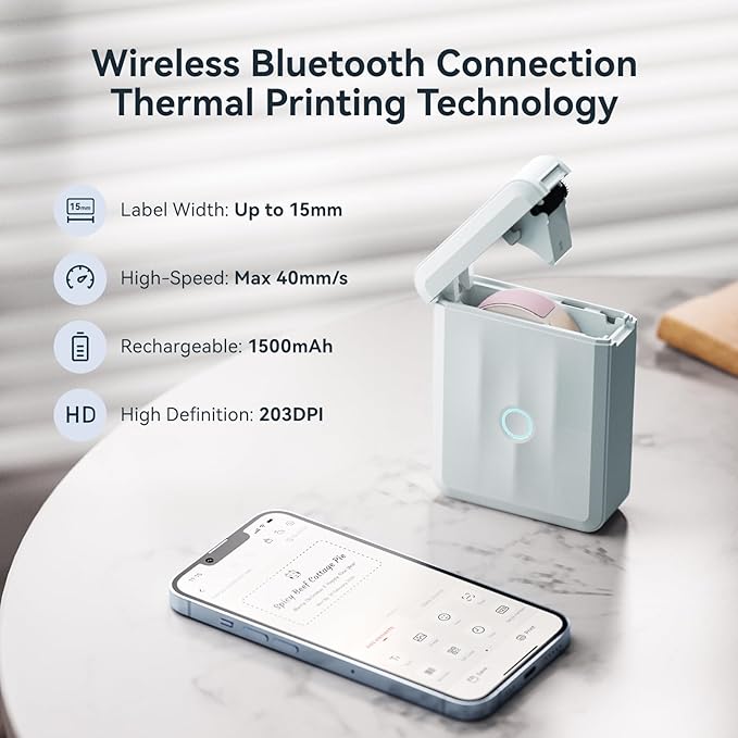 NIIMBOT D110 Upgraded Version Mini Label Maker Machine with Tape, Portable Bluetooth Thermal Printer, Sticker Labeler with Multiple Templates for Office Organization Home Kitchen School, Blue-DeskLoop Office