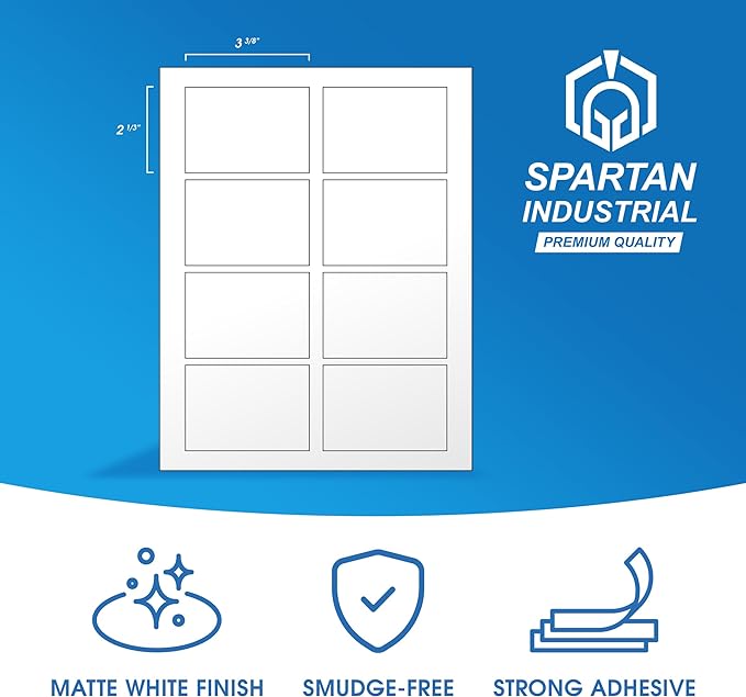 2 1/3" X 3 3/8" Matte White Printable Labels Name Tag Stickers, Address and - Image 2