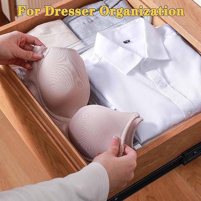 4 Pcs Drawer Dividers for Clothes, 3.15" High 11.34"-19.69" Adjustable - Image 6