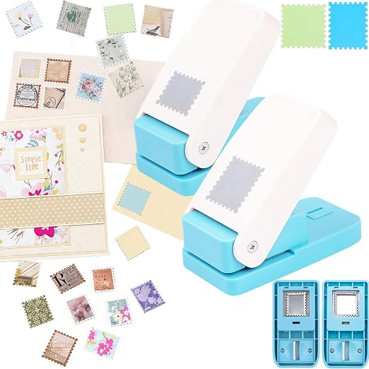 2 Pcs Stamp Punch, 1 Inch Square Stamp Punch & 1X0.8 Inch Rectangular Postage by CYFUNDESIGN
