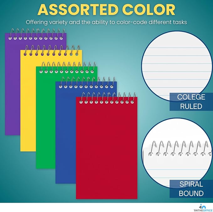 1InTheOffice Wirebound Spiral Memo Books, Memo Pads, College Ruled, Small - Image 3