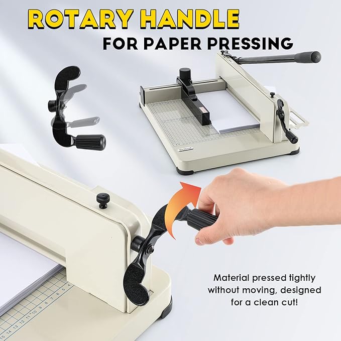 CGOLDENWALL Heavy Duty Paper Cutter A4 12" Paper Guillotine Cutter, Max. 400 Sheets, 0.02mm Cutting Accuracy, Suitable for Offices Production Leather Fabrics-DeskLoop Office