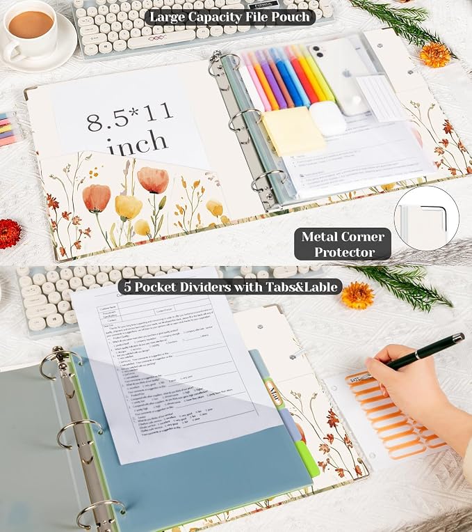 3 Ring Binder 2 Inch for 8.5"x11" Paper, Three Ring Binders - Image 3