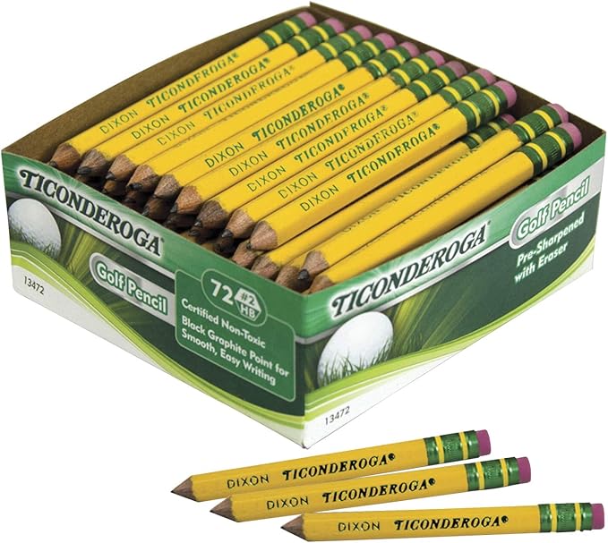 Ticonderoga Golf Pencils With Erasers, #2 HB Lead by Ticonderoga
