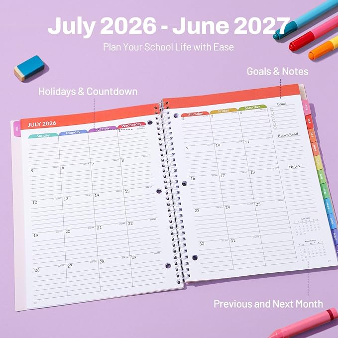 SUNEE Elementary Student Planner 2026-2027, Academic Year Jul. 2026 - Image 2