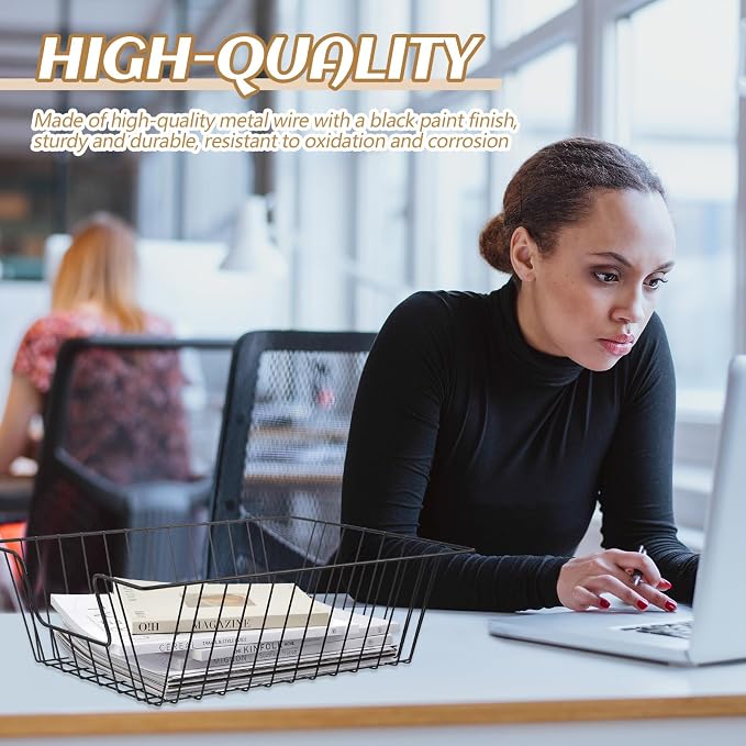 Yeaqee 6 Pcs Letter Tray Wire Paper Trays Stackable File Desk Organizer Metal - Image 2