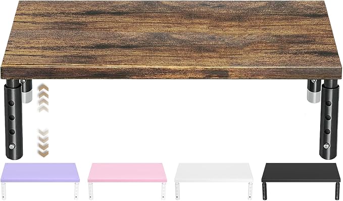 ECOLOVI Adjustable Wood Computer Monitor Stand Riser, Office Desk Organizer and by ECOLOVI